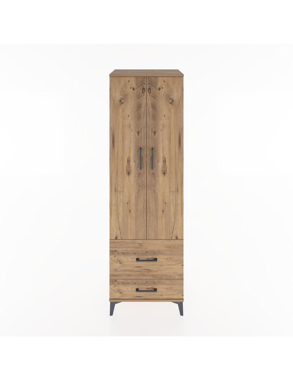 Hyperion Dolap 4 Raflı 2 Çekmeceli 2 Kapaklı 60x44x195 Çam-Çam