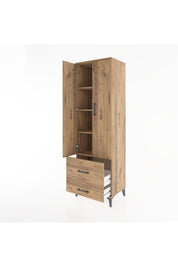 Hyperion Dolap 4 Raflı 2 Çekmeceli 2 Kapaklı 60x44x195 Çam-Çam