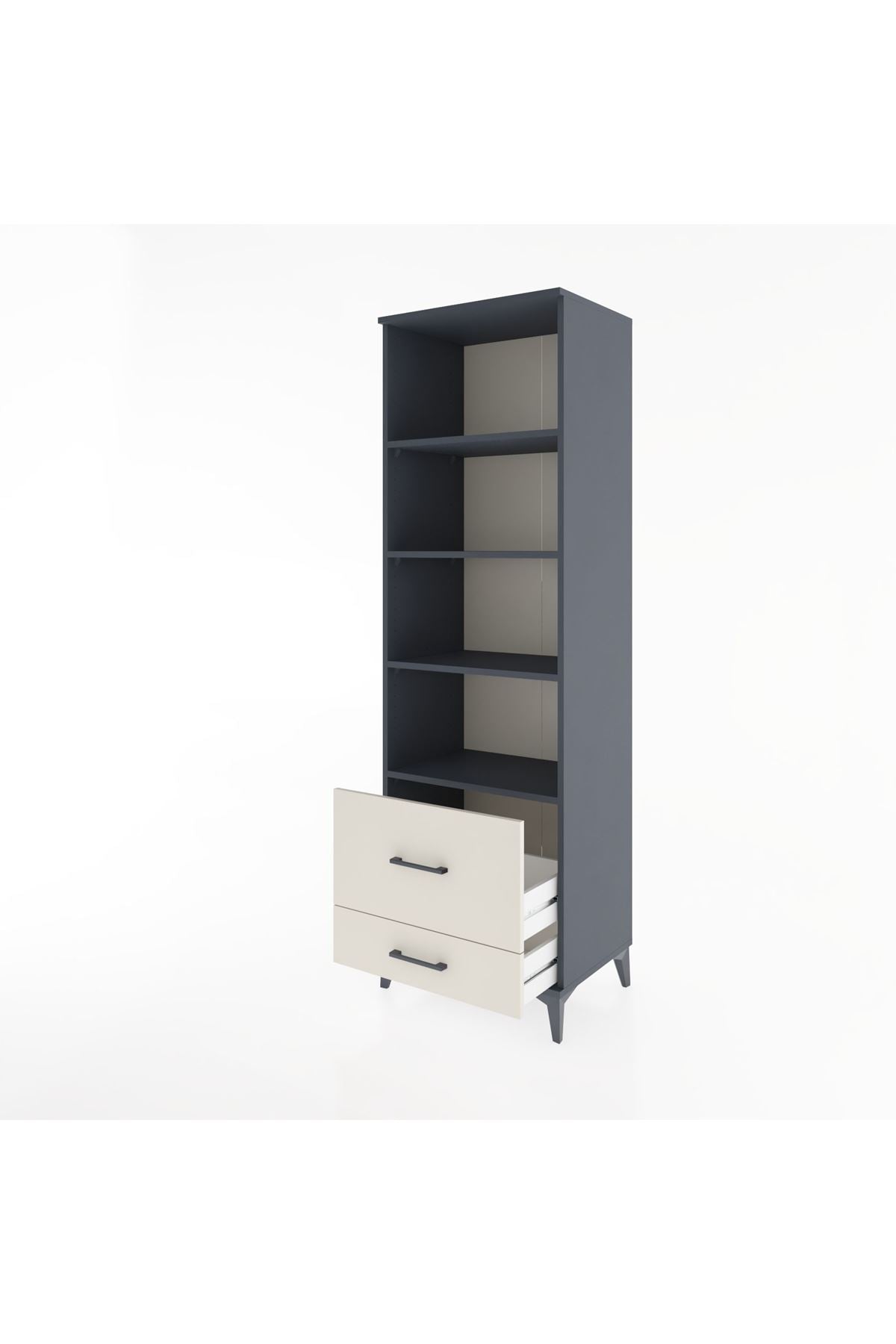 Hyperion Dolap 4 Raflı 2 Çekmeceli 60x44x195 Antrasit-Aytaşı