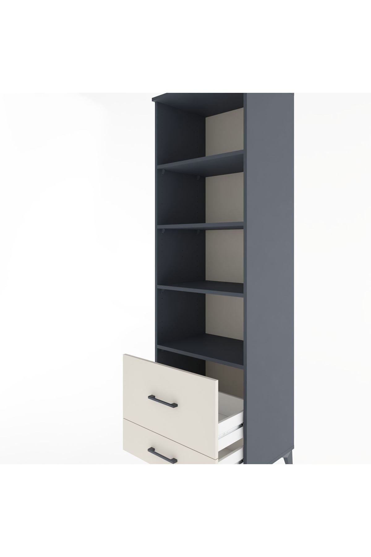 Hyperion Dolap 4 Raflı 2 Çekmeceli 60x44x195 Antrasit-Aytaşı