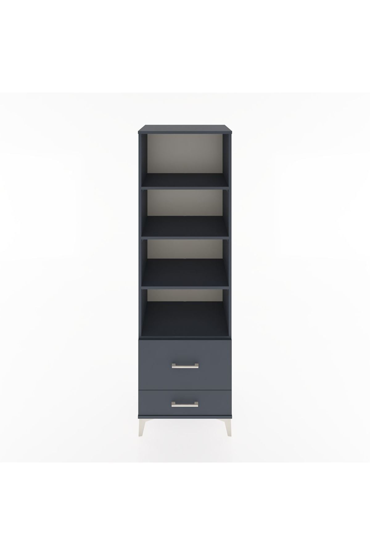 Hyperion Dolap 4 Raflı 2 Çekmeceli 60x44x195 Antrasit-Antrasit