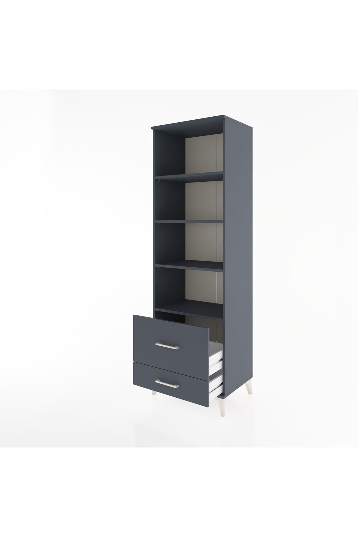 Hyperion Dolap 4 Raflı 2 Çekmeceli 60x44x195 Antrasit-Antrasit