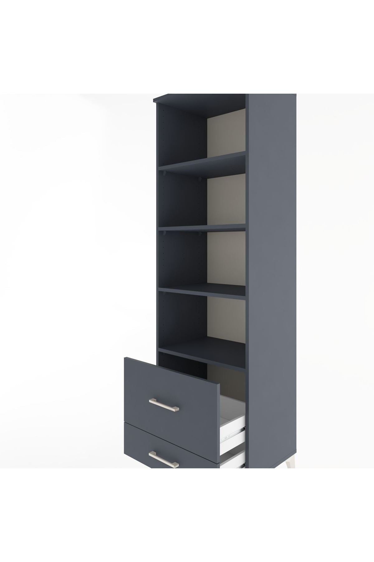 Hyperion Dolap 4 Raflı 2 Çekmeceli 60x44x195 Antrasit-Antrasit