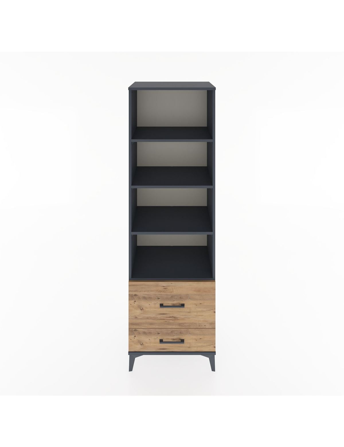 Hyperion Dolap 4 Raflı 2 Çekmeceli 60x44x195 Antrasit-Çam