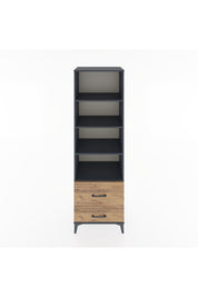 Hyperion Dolap 4 Raflı 2 Çekmeceli 60x44x195 Antrasit-Çam