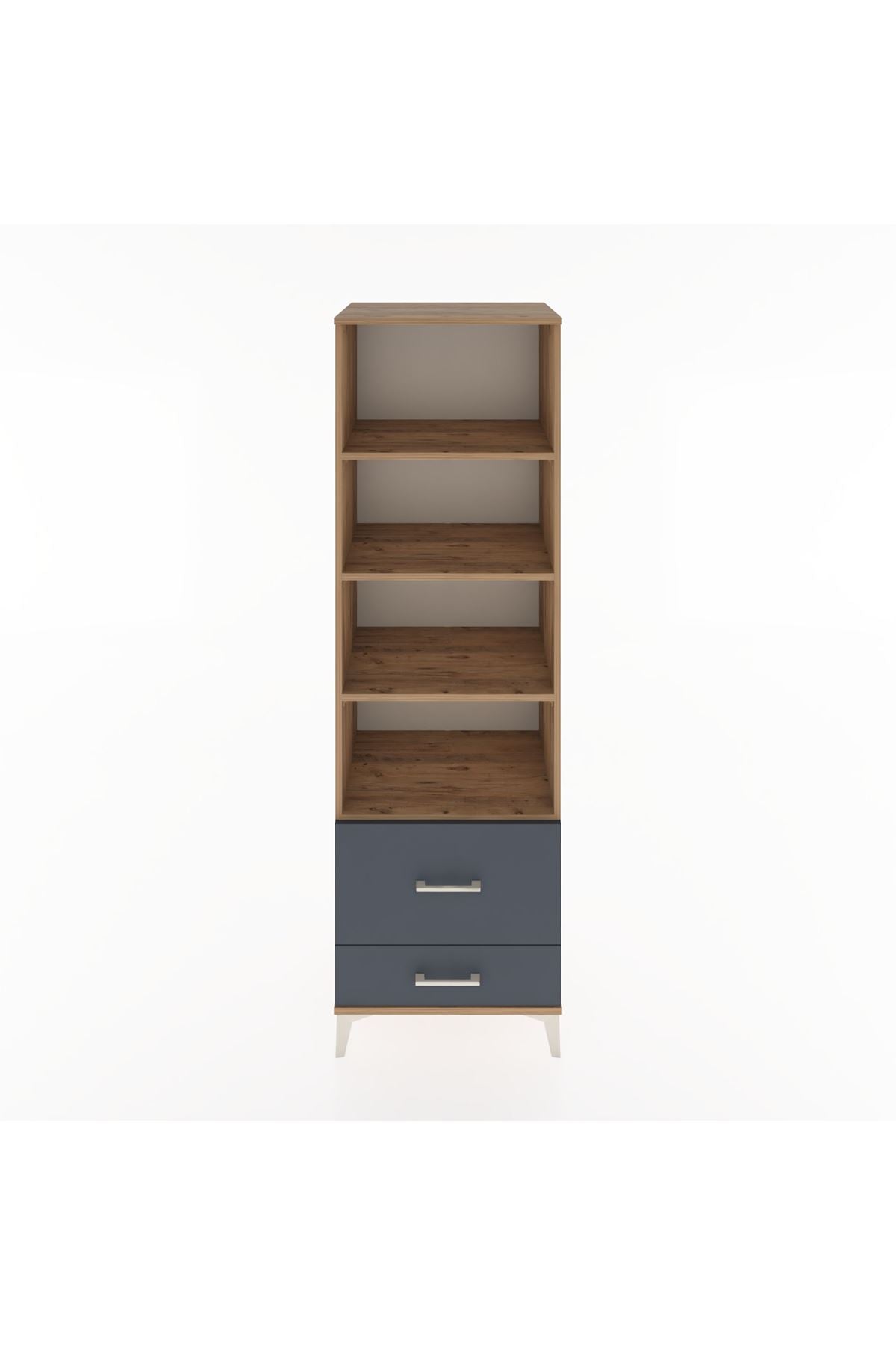 Hyperion Dolap 4 Raflı 2 Çekmeceli 60x44x195 Çam-Antrasit