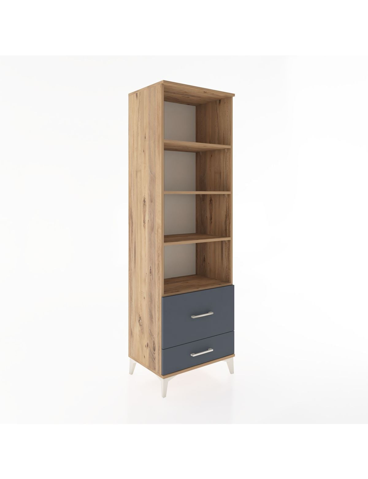 Hyperion Dolap 4 Raflı 2 Çekmeceli 60x44x195 Çam-Antrasit