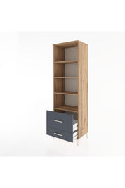 Hyperion Dolap 4 Raflı 2 Çekmeceli 60x44x195 Çam-Antrasit
