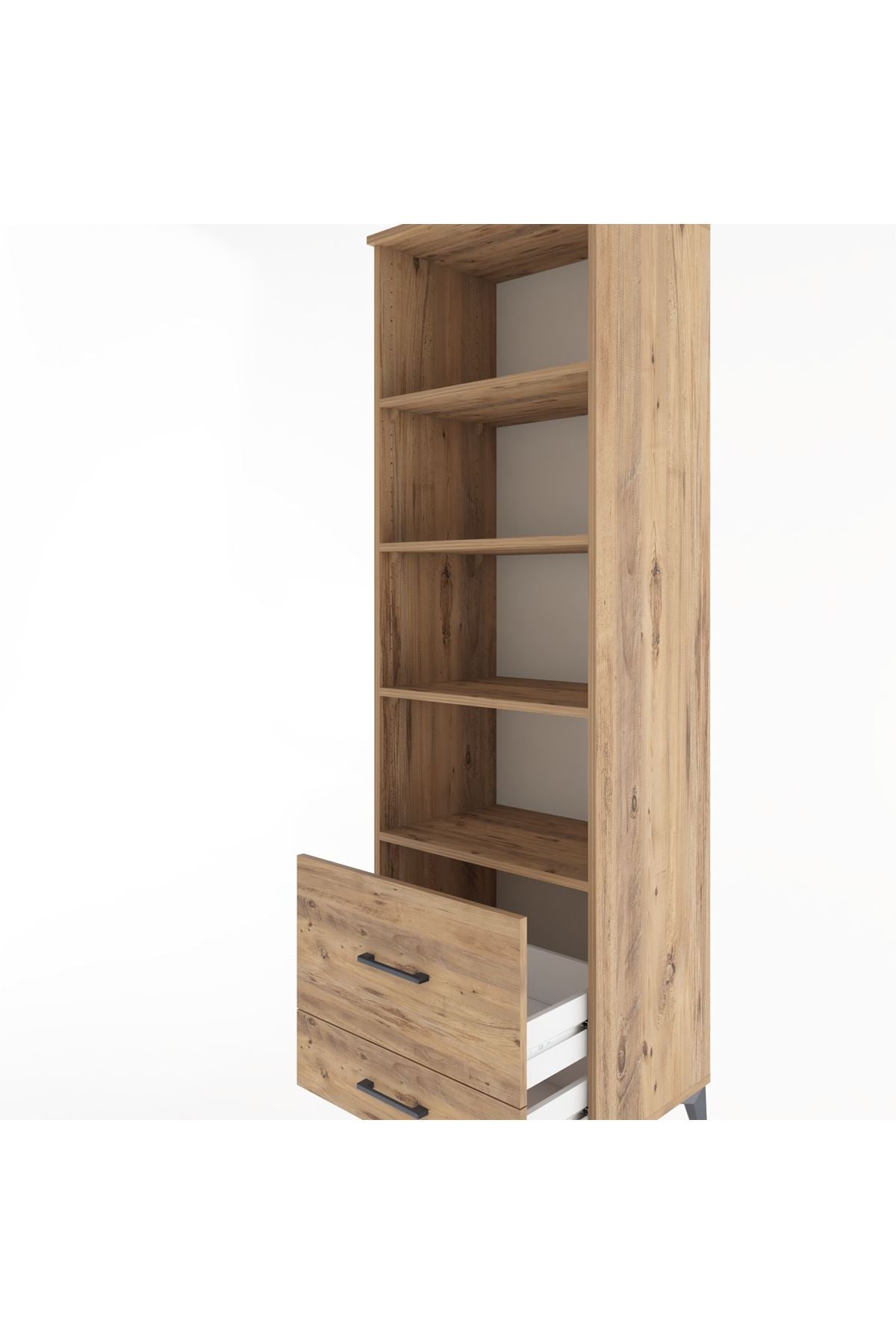 Hyperion Dolap 4 Raflı 2 Çekmeceli 60x44x195 Çam-Çam