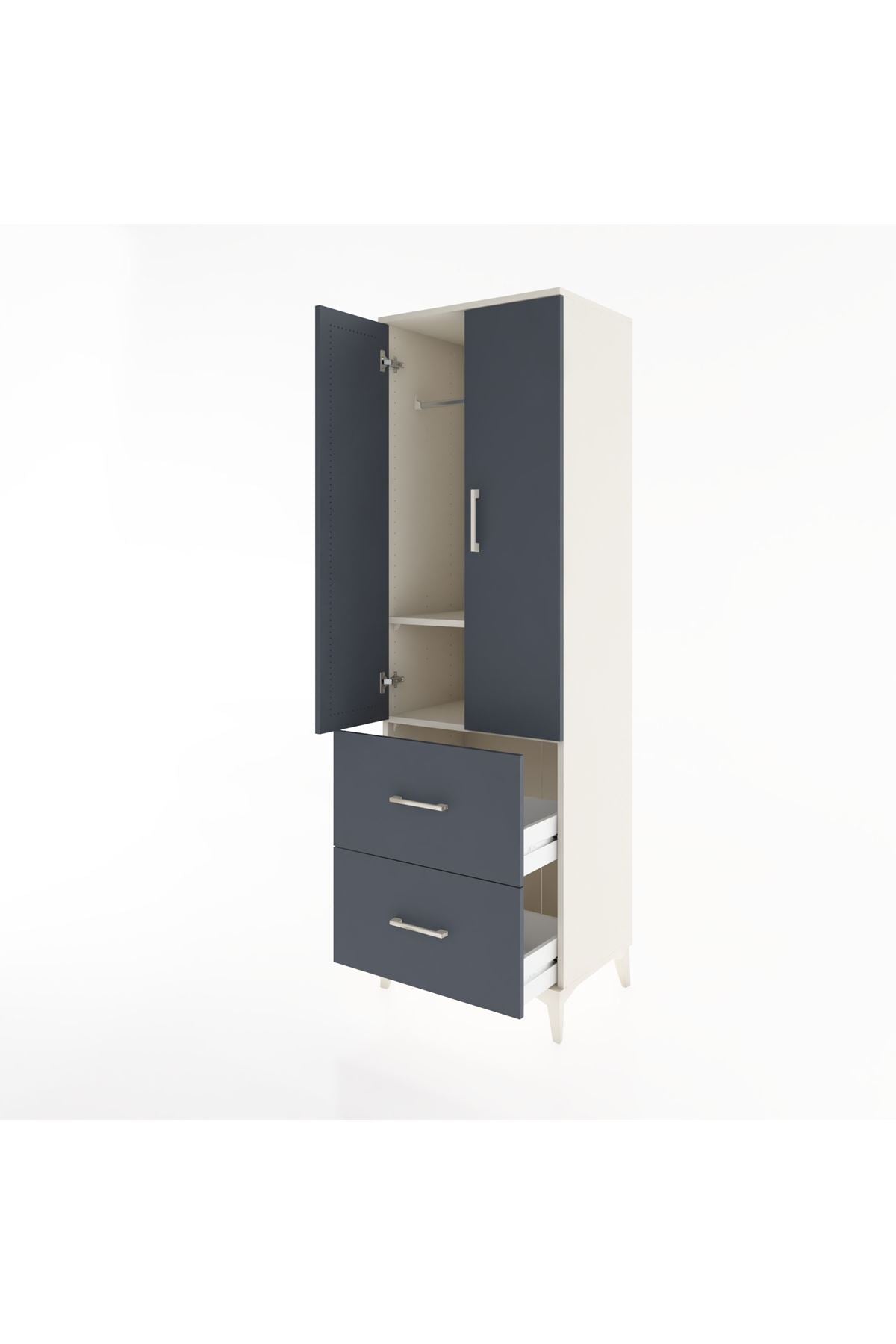 Hyperion Dolap 2 Raflı 2 Çekmeceli Tek Askılı 60x44x195 Aytaşı-Antrasit