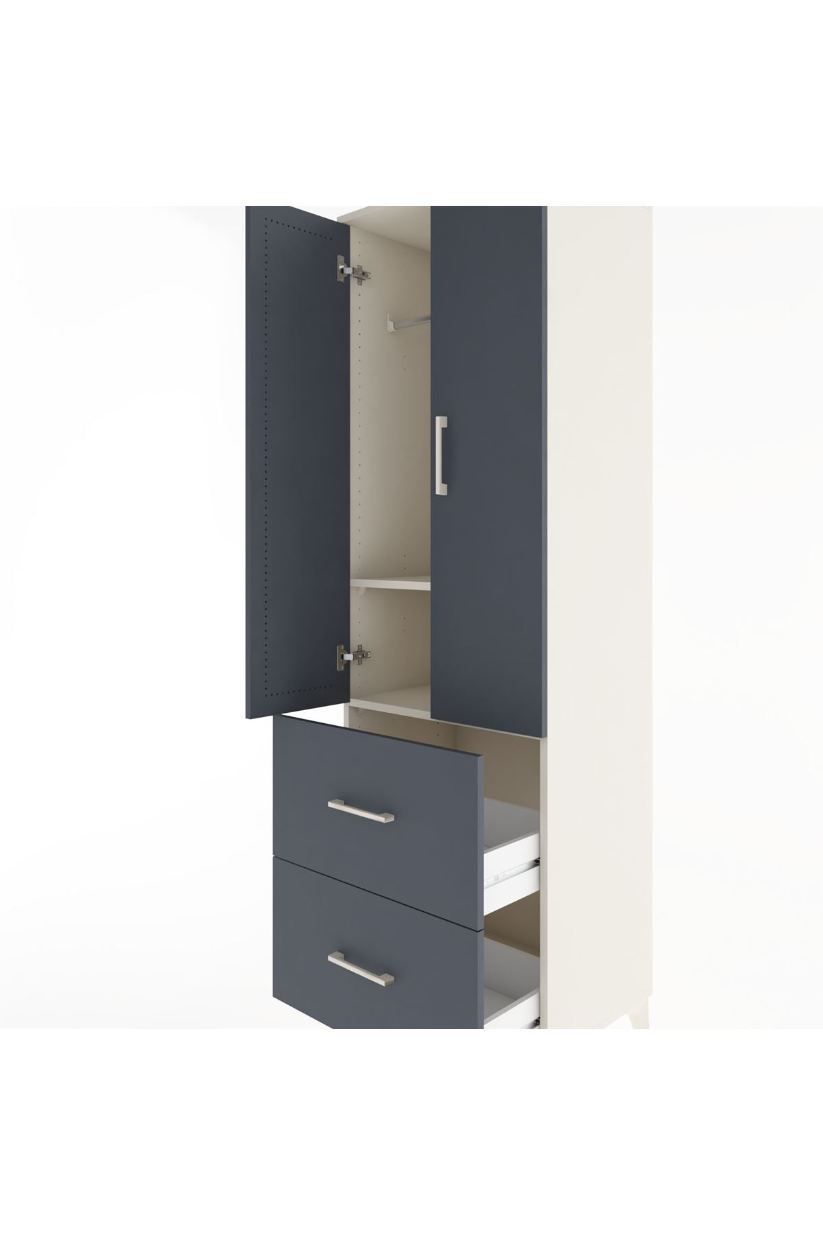 Hyperion Dolap 2 Raflı 2 Çekmeceli Tek Askılı 60x44x195 Aytaşı-Antrasit