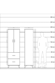 Hyperion Dolap 2 Raflı 2 Çekmeceli Tek Askılı 60x44x195 Aytaşı-Çam