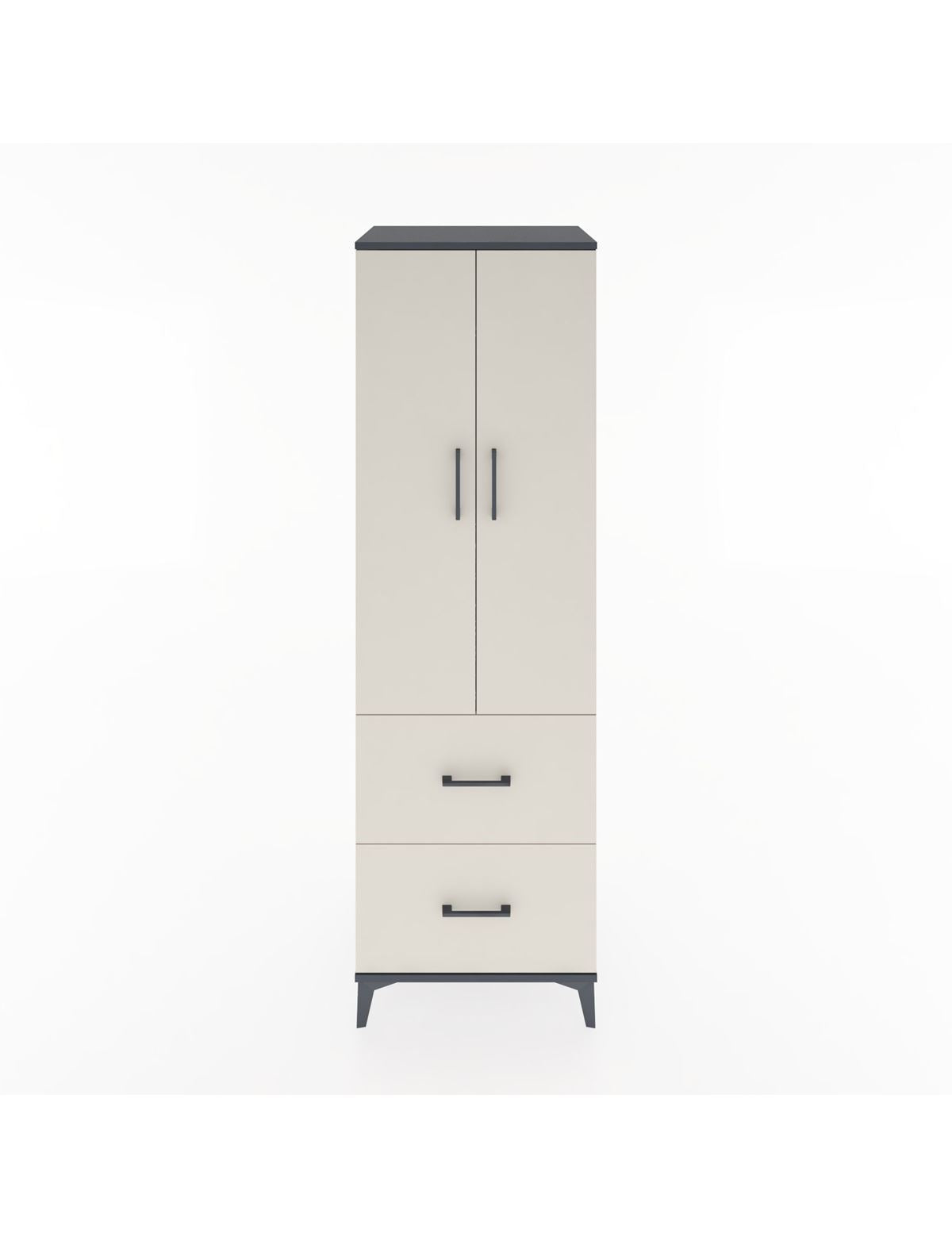 Hyperion Dolap 2 Raflı 2 Çekmeceli Tek Askılı 60x44x195 Antrasit-Aytaşı