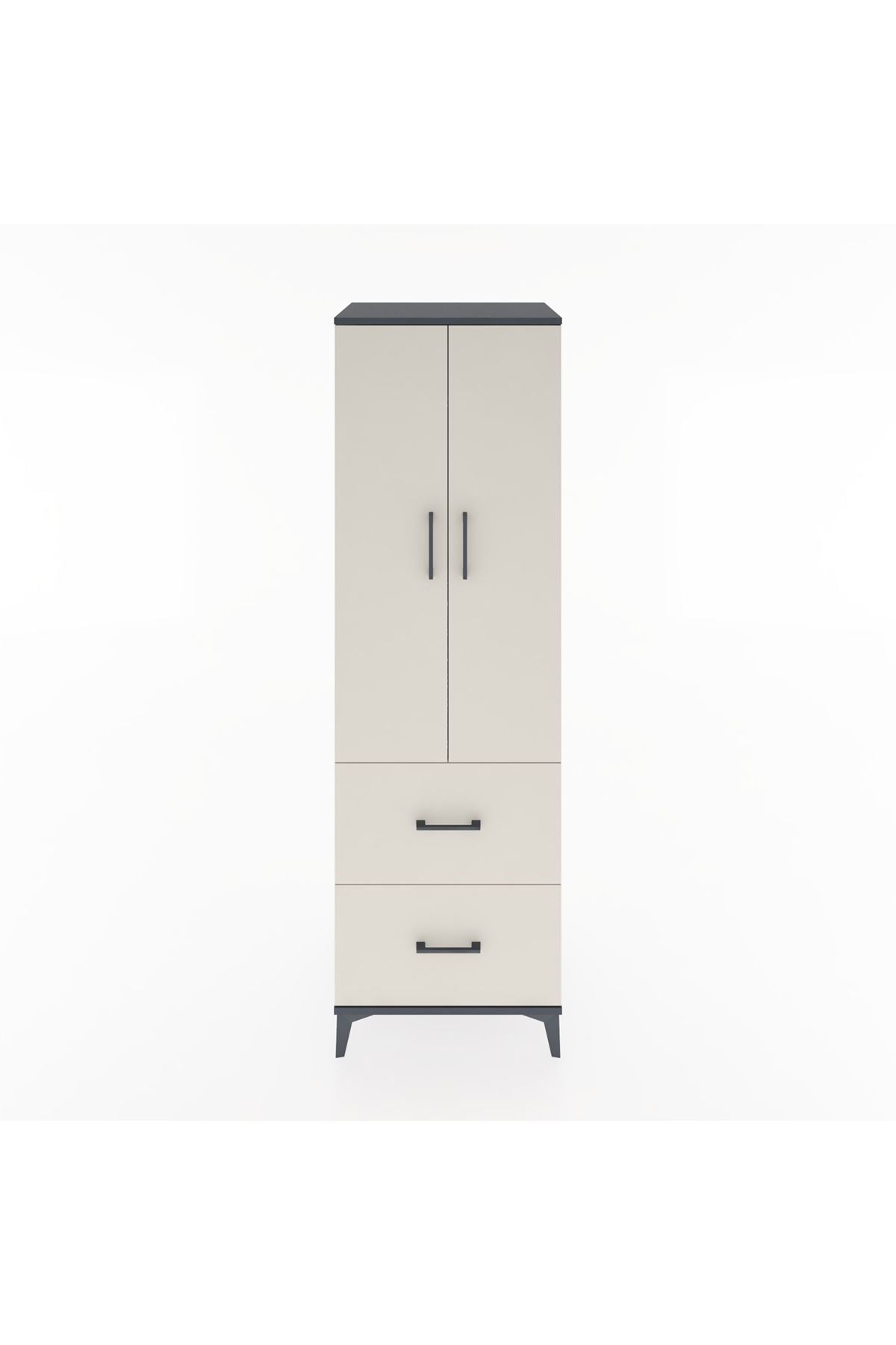 Hyperion Dolap 2 Raflı 2 Çekmeceli Tek Askılı 60x44x195 Antrasit-Aytaşı