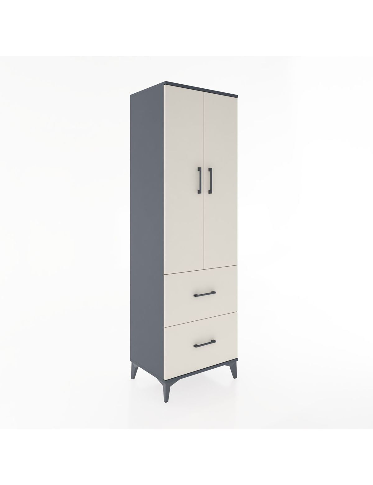 Hyperion Dolap 2 Raflı 2 Çekmeceli Tek Askılı 60x44x195 Antrasit-Aytaşı