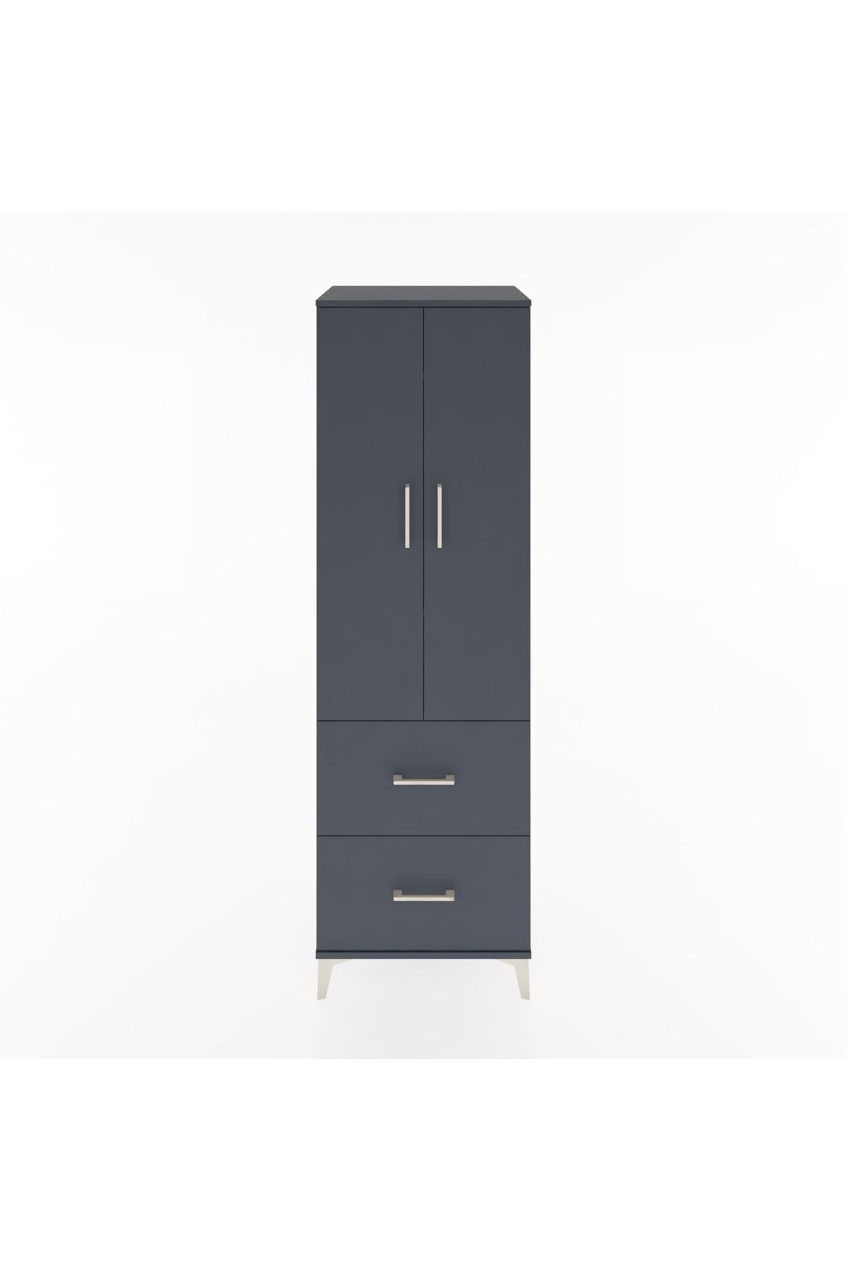 Hyperion Dolap 2 Raflı 2 Çekmeceli Tek Askılı 60x44x195 Antrasit-Antrasit