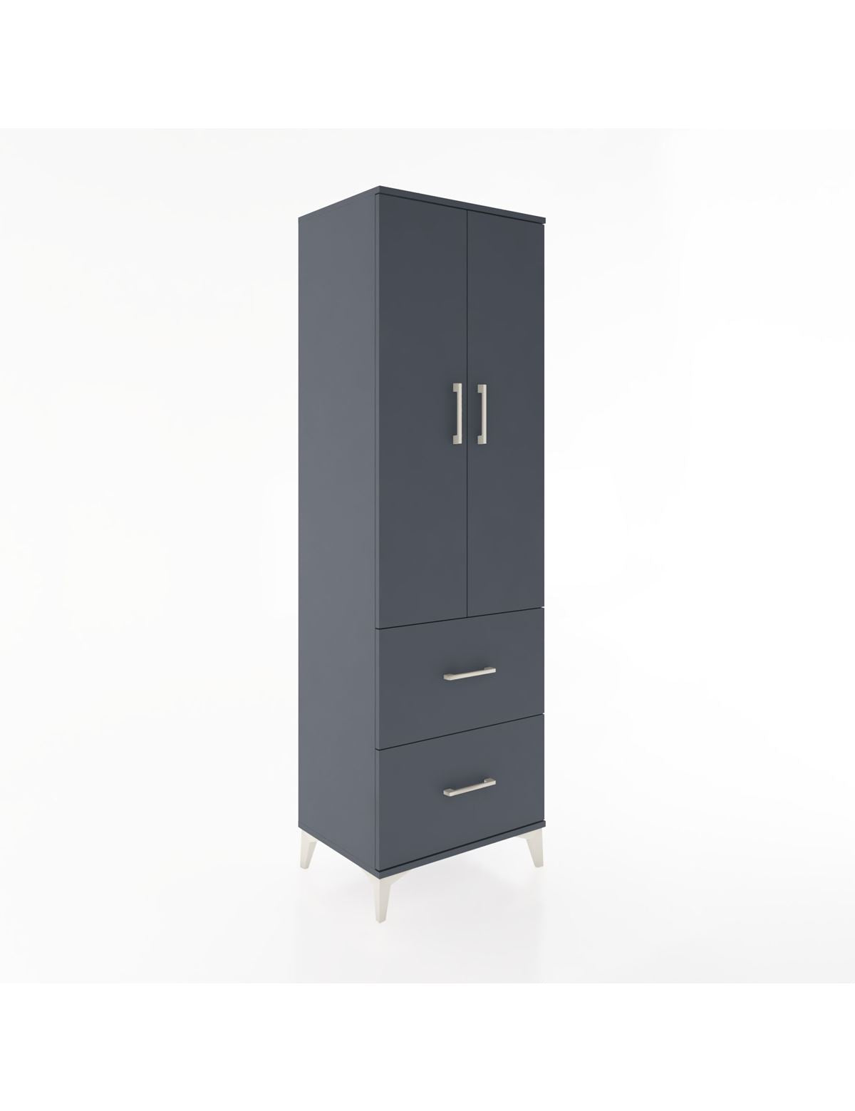 Hyperion Dolap 2 Raflı 2 Çekmeceli Tek Askılı 60x44x195 Antrasit-Antrasit