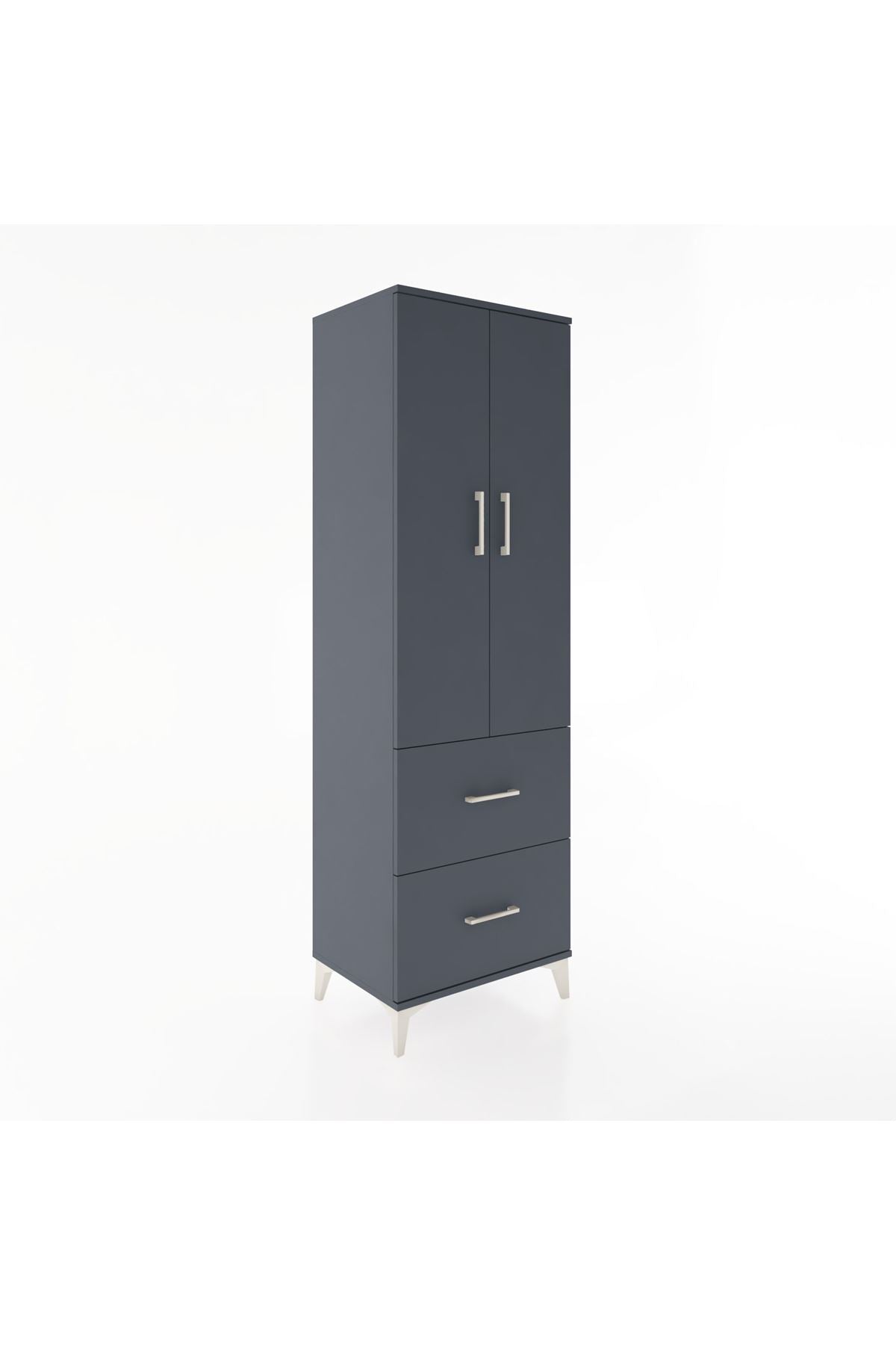 Hyperion Dolap 2 Raflı 2 Çekmeceli Tek Askılı 60x44x195 Antrasit-Antrasit