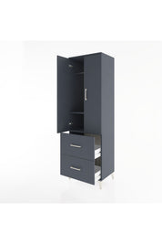 Hyperion Dolap 2 Raflı 2 Çekmeceli Tek Askılı 60x44x195 Antrasit-Antrasit