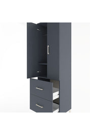 Hyperion Dolap 2 Raflı 2 Çekmeceli Tek Askılı 60x44x195 Antrasit-Antrasit