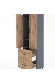 Hyperion Dolap 2 Raflı 2 Çekmeceli Tek Askılı 60x44x195 Antrasit-Çam