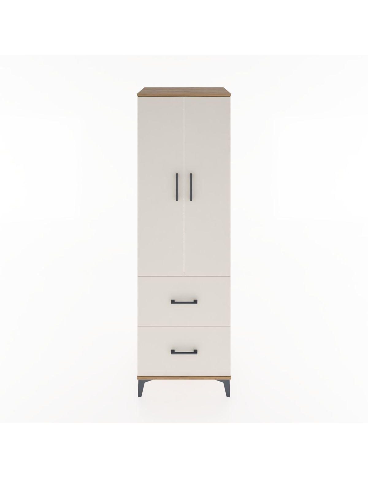 Hyperion Dolap 2 Raflı 2 Çekmeceli Tek Askılı 60x44x195 Çam-Aytaşı