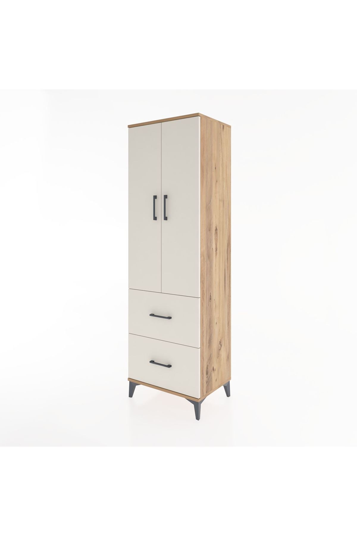 Hyperion Dolap 2 Raflı 2 Çekmeceli Tek Askılı 60x44x195 Çam-Aytaşı