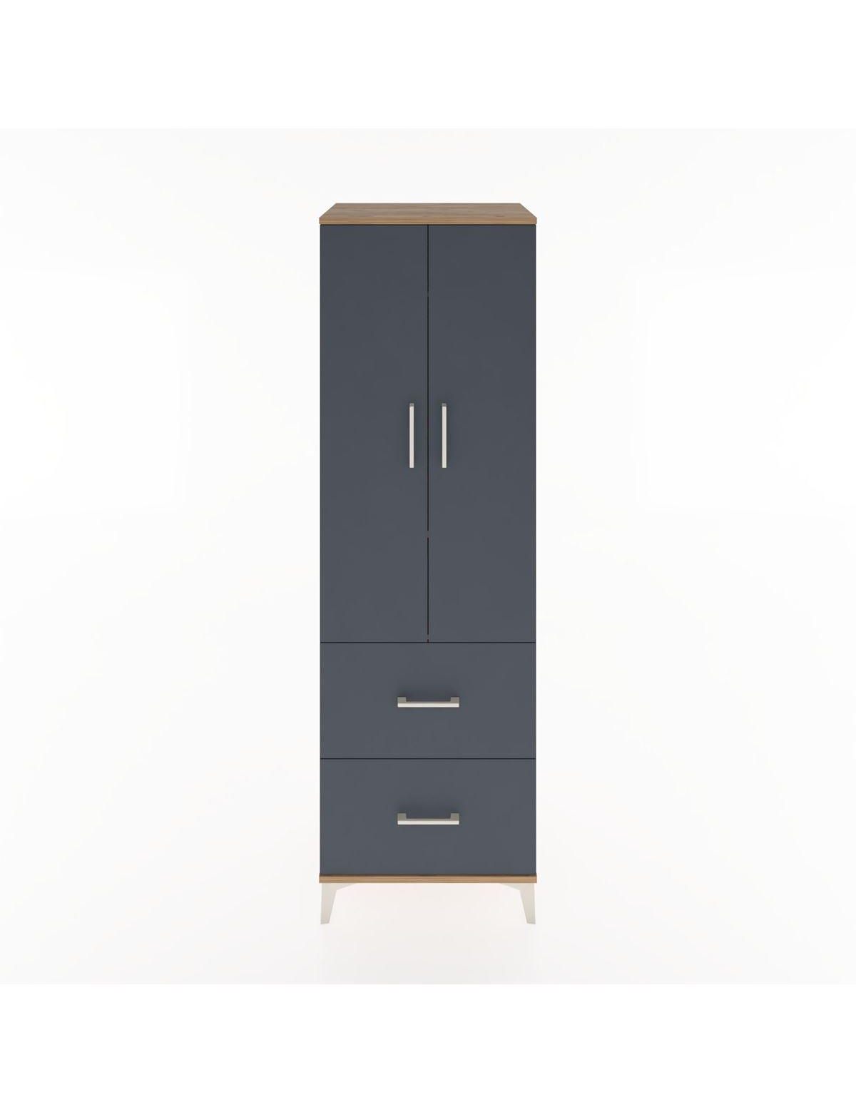 Hyperion Dolap 2 Raflı 2 Çekmeceli Tek Askılı 60x44x195 Çam-Antrasit