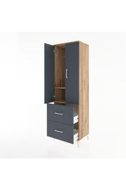 Hyperion Dolap 2 Raflı 2 Çekmeceli Tek Askılı 60x44x195 Çam-Antrasit