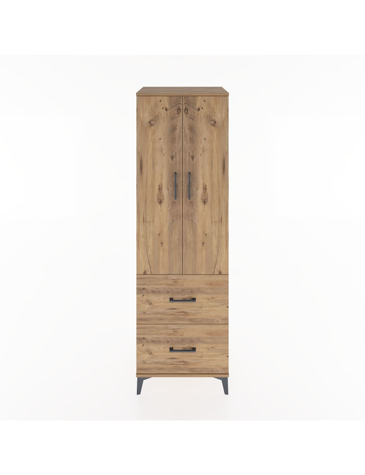 Hyperion Dolap 2 Raflı 2 Çekmeceli Tek Askılı 60x44x195 Çam-Çam