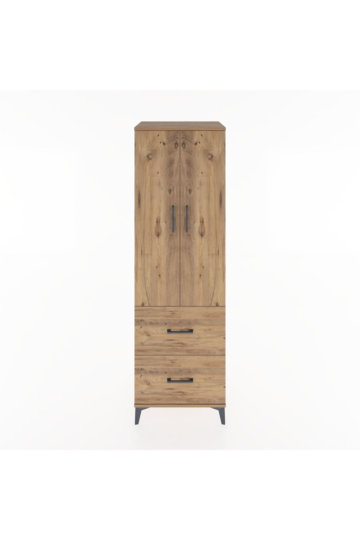 Hyperion Dolap 2 Raflı 2 Çekmeceli Tek Askılı 60x44x195 Çam-Çam