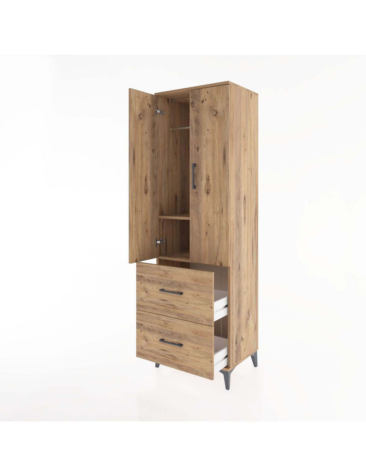 Hyperion Dolap 2 Raflı 2 Çekmeceli Tek Askılı 60x44x195 - S59M019V9B