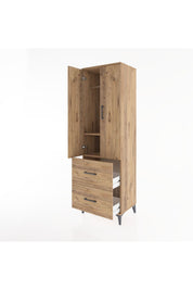 Hyperion Dolap 2 Raflı 2 Çekmeceli Tek Askılı 60x44x195 Çam-Çam