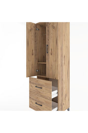 Hyperion Dolap 2 Raflı 2 Çekmeceli Tek Askılı 60x44x195 Çam-Çam