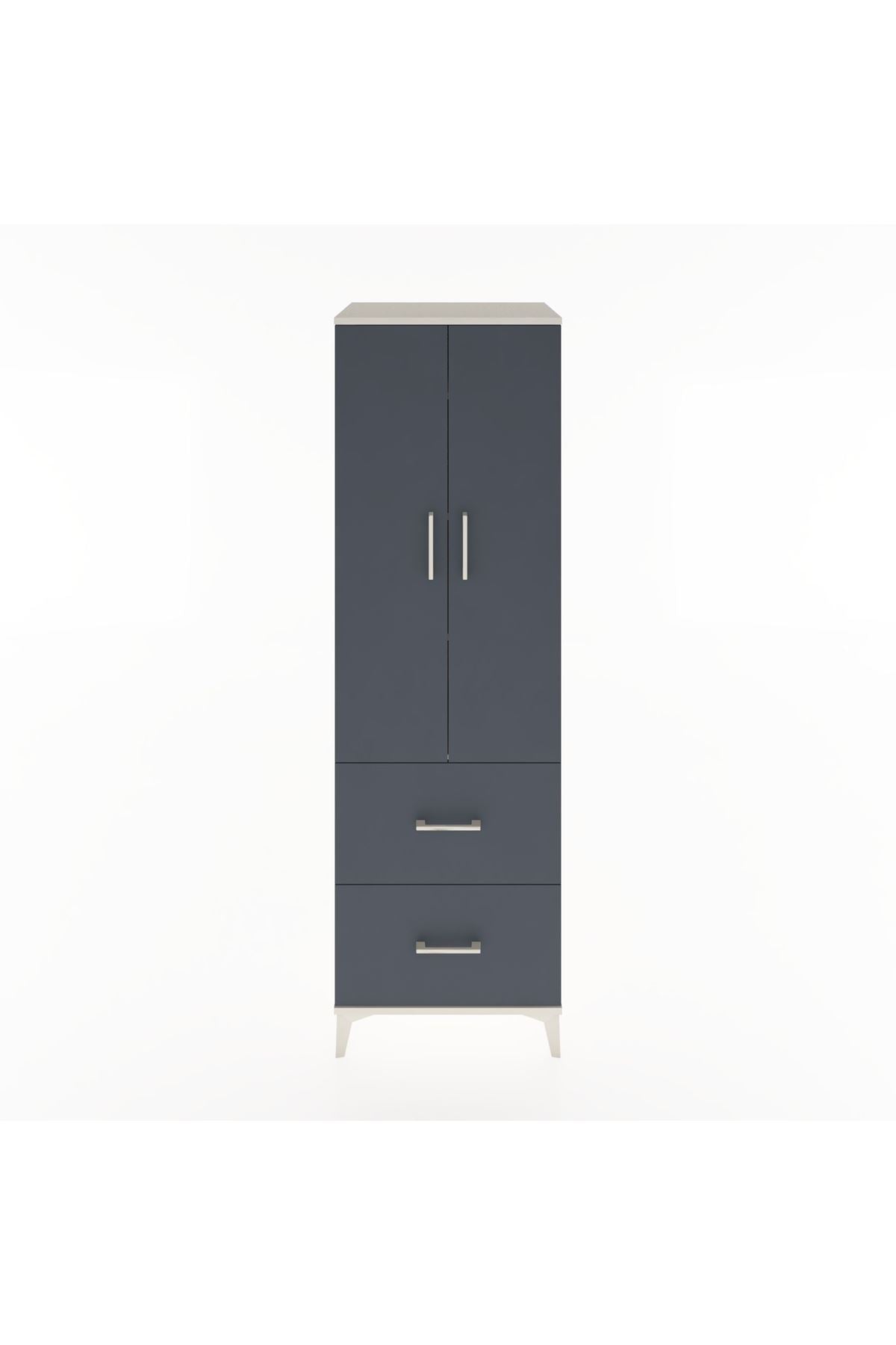 Hyperion Dolap 4 Raflı 2 Çekmeceli 2 Kapaklı 60x44x195 Aytaşı-Antrasit