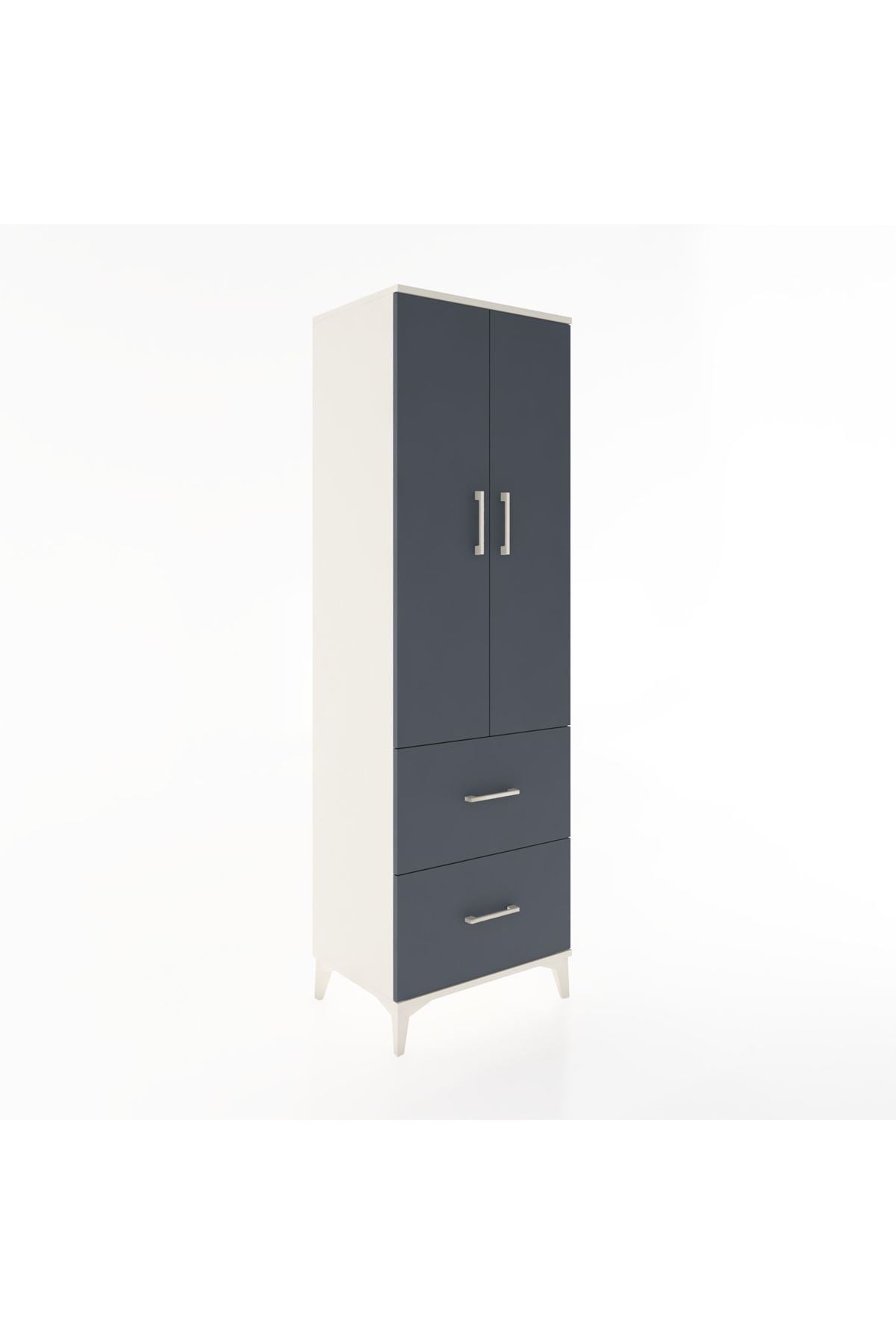 Hyperion Dolap 4 Raflı 2 Çekmeceli 2 Kapaklı 60x44x195 Aytaşı-Antrasit