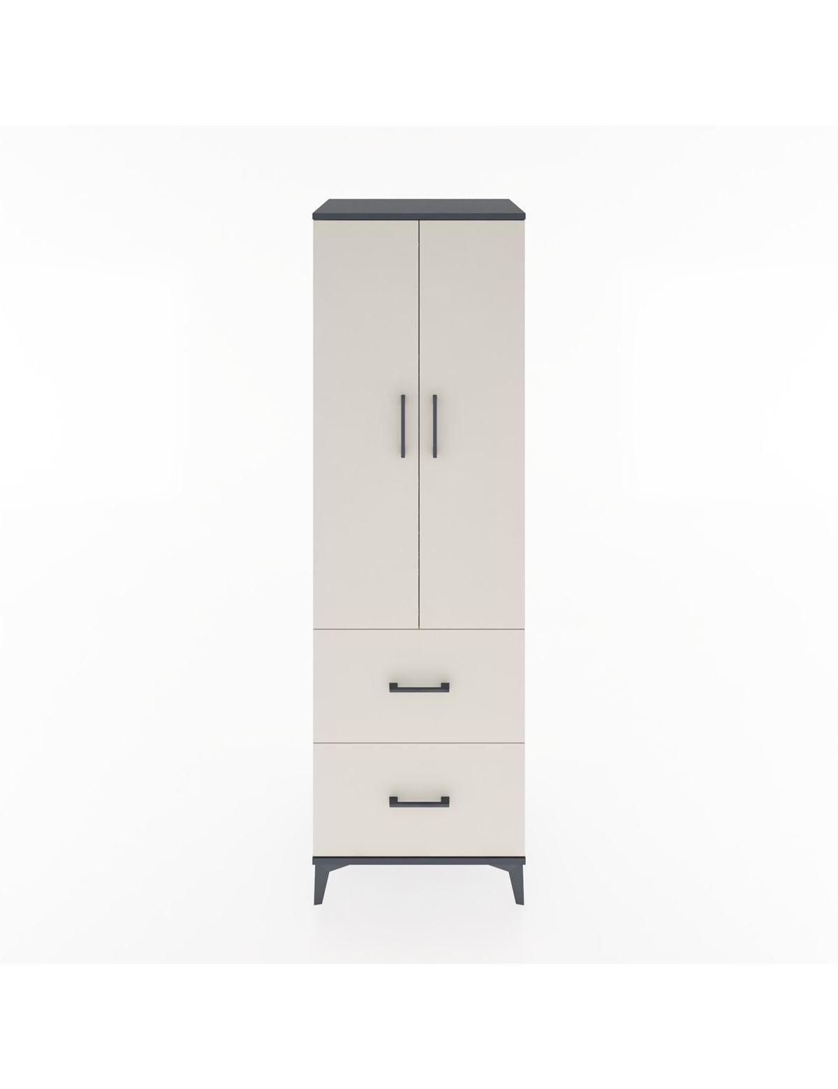 Hyperion Dolap 4 Raflı 2 Çekmeceli 2 Kapaklı 60x44x195 Antrasit-Aytaşı