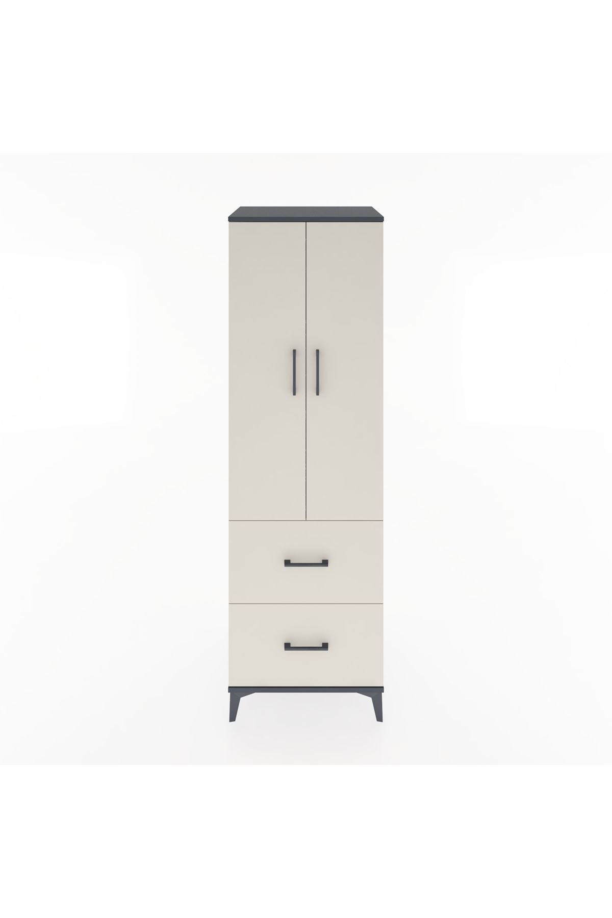 Hyperion Dolap 4 Raflı 2 Çekmeceli 2 Kapaklı 60x44x195 Antrasit-Aytaşı