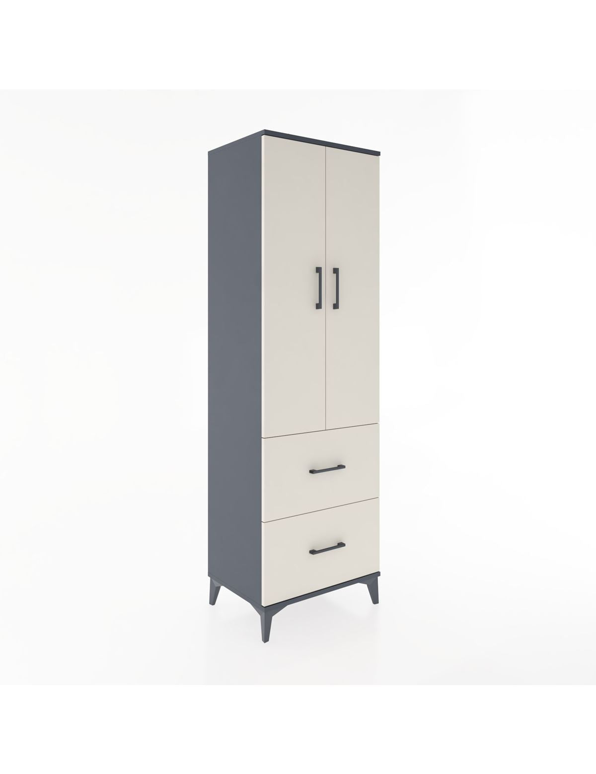 Hyperion Dolap 4 Raflı 2 Çekmeceli 2 Kapaklı 60x44x195 Antrasit-Aytaşı