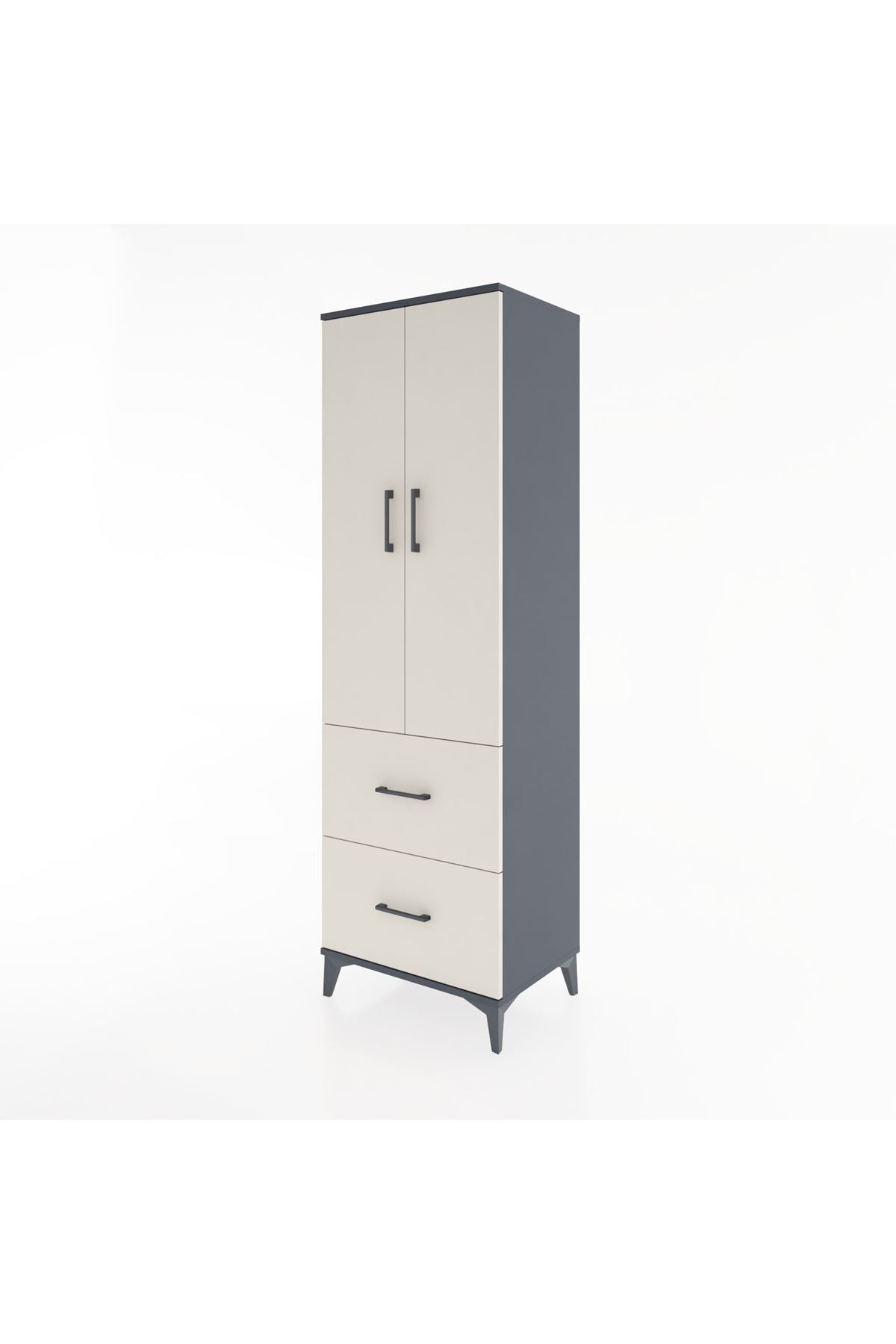 Hyperion Dolap 4 Raflı 2 Çekmeceli 2 Kapaklı 60x44x195 Antrasit-Aytaşı