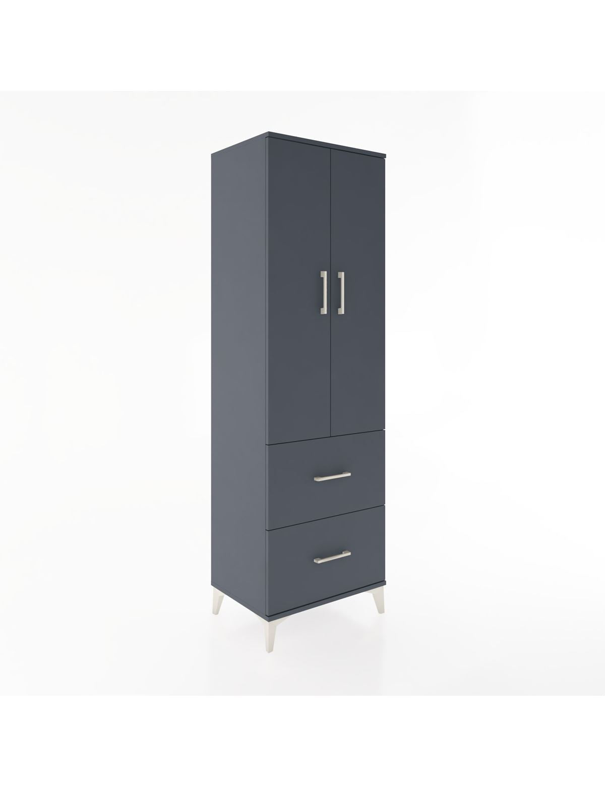 Hyperion Dolap 4 Raflı 2 Çekmeceli 2 Kapaklı 60x44x195 Antrasit-Antrasit