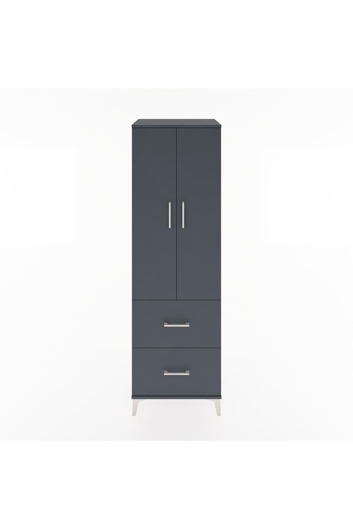 Hyperion Dolap 4 Raflı 2 Çekmeceli 2 Kapaklı 60x44x195 Antrasit-Antrasit
