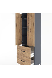 Hyperion Dolap 4 Raflı 2 Çekmeceli 2 Kapaklı 60x44x195 Antrasit-Çam