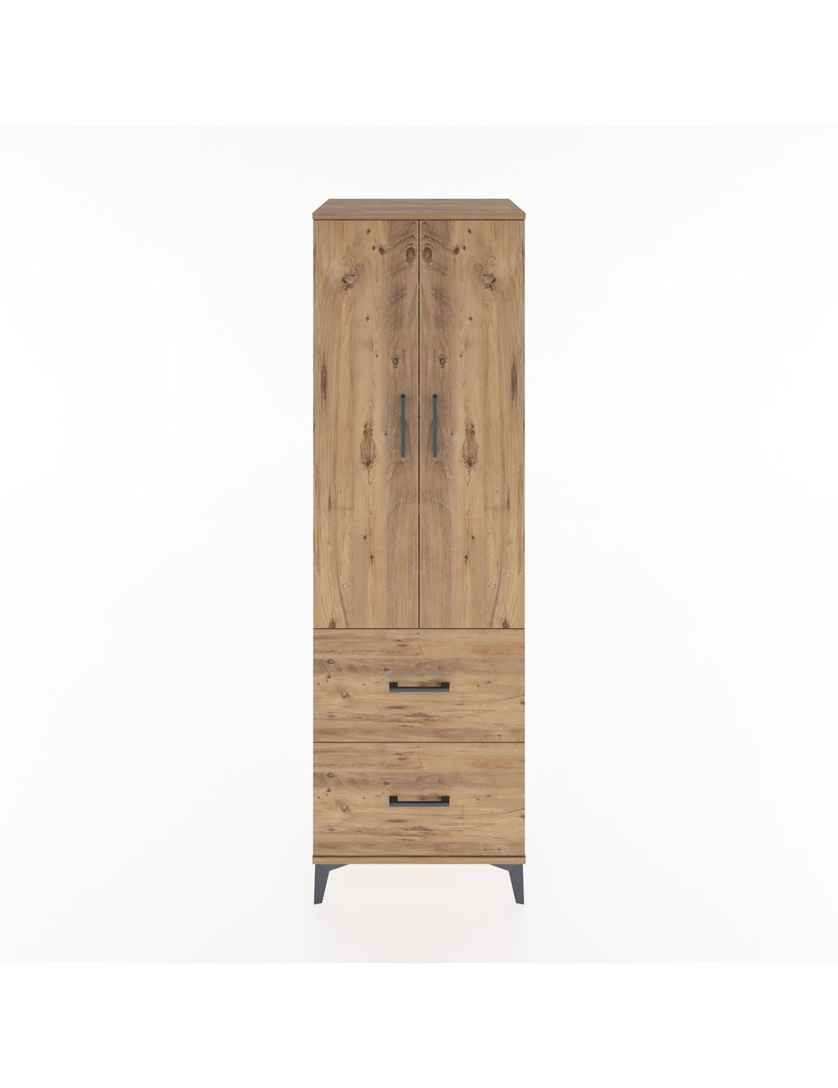 Hyperion Dolap 4 Raflı 2 Çekmeceli 2 Kapaklı 60x44x195 Çam-Çam