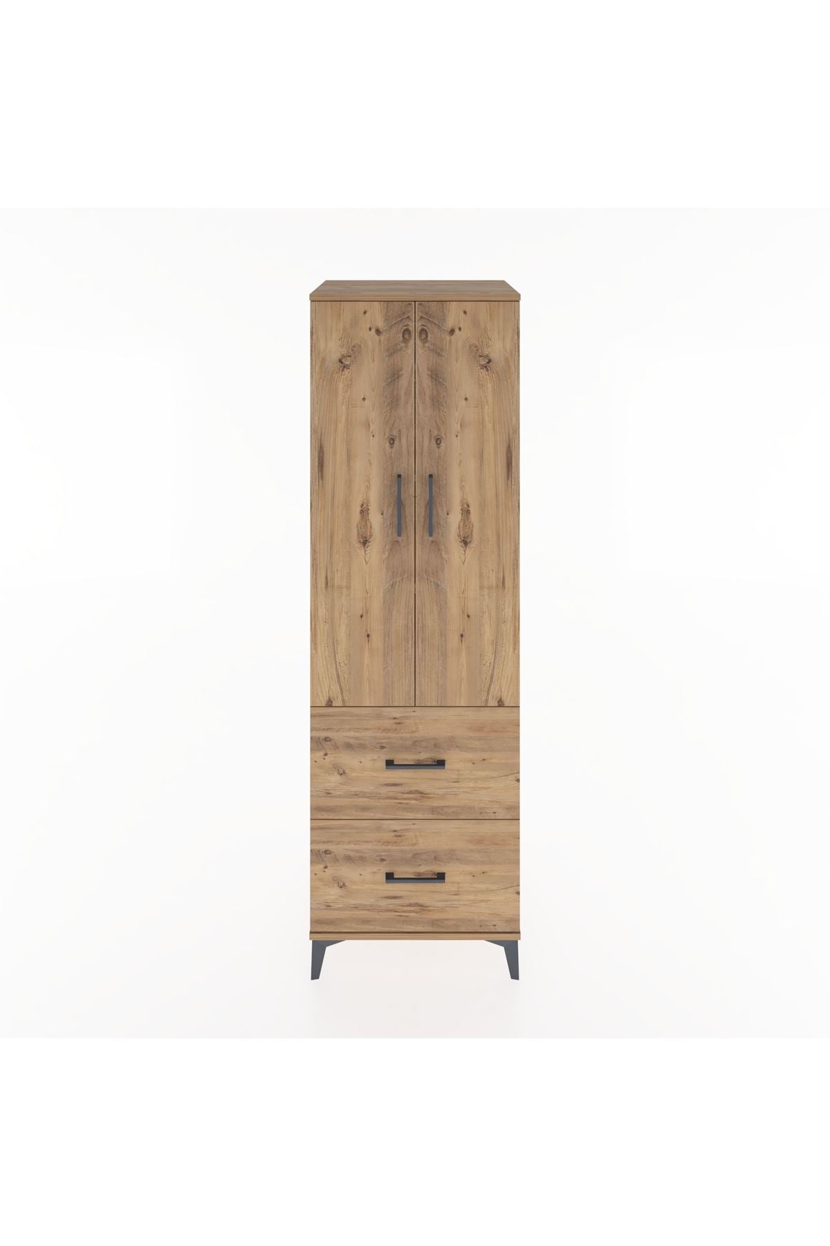 Hyperion Dolap 4 Raflı 2 Çekmeceli 2 Kapaklı 60x44x195 Çam-Çam