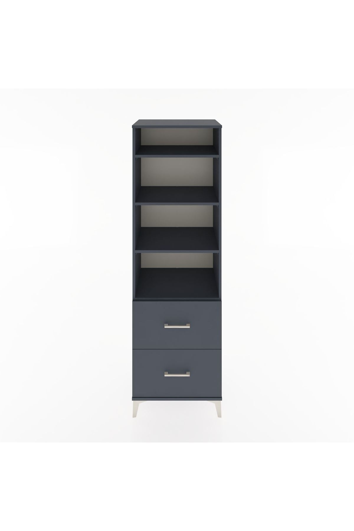 Hyperion Dolap 4 Raflı 2 Çekmeceli 60x44x195 Antrasit-Antrasit