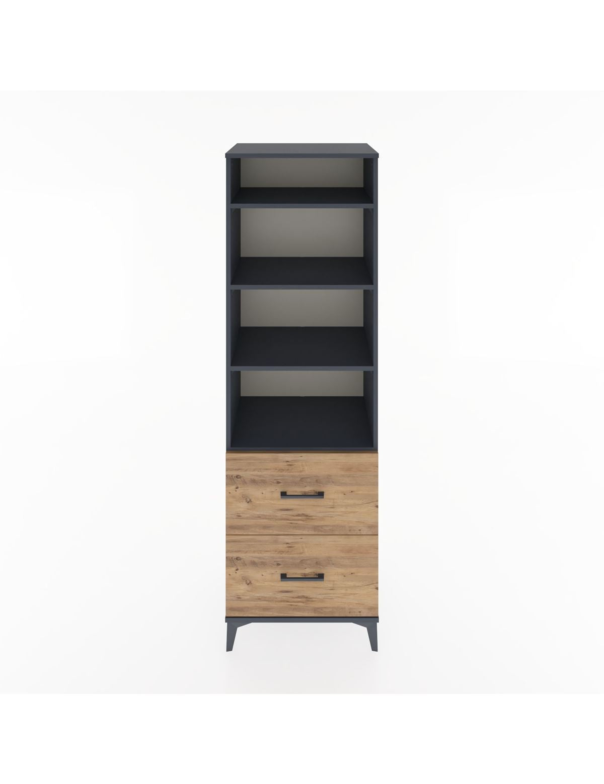 Hyperion Dolap 4 Raflı 2 Çekmeceli 60x44x195 Antrasit-Çam