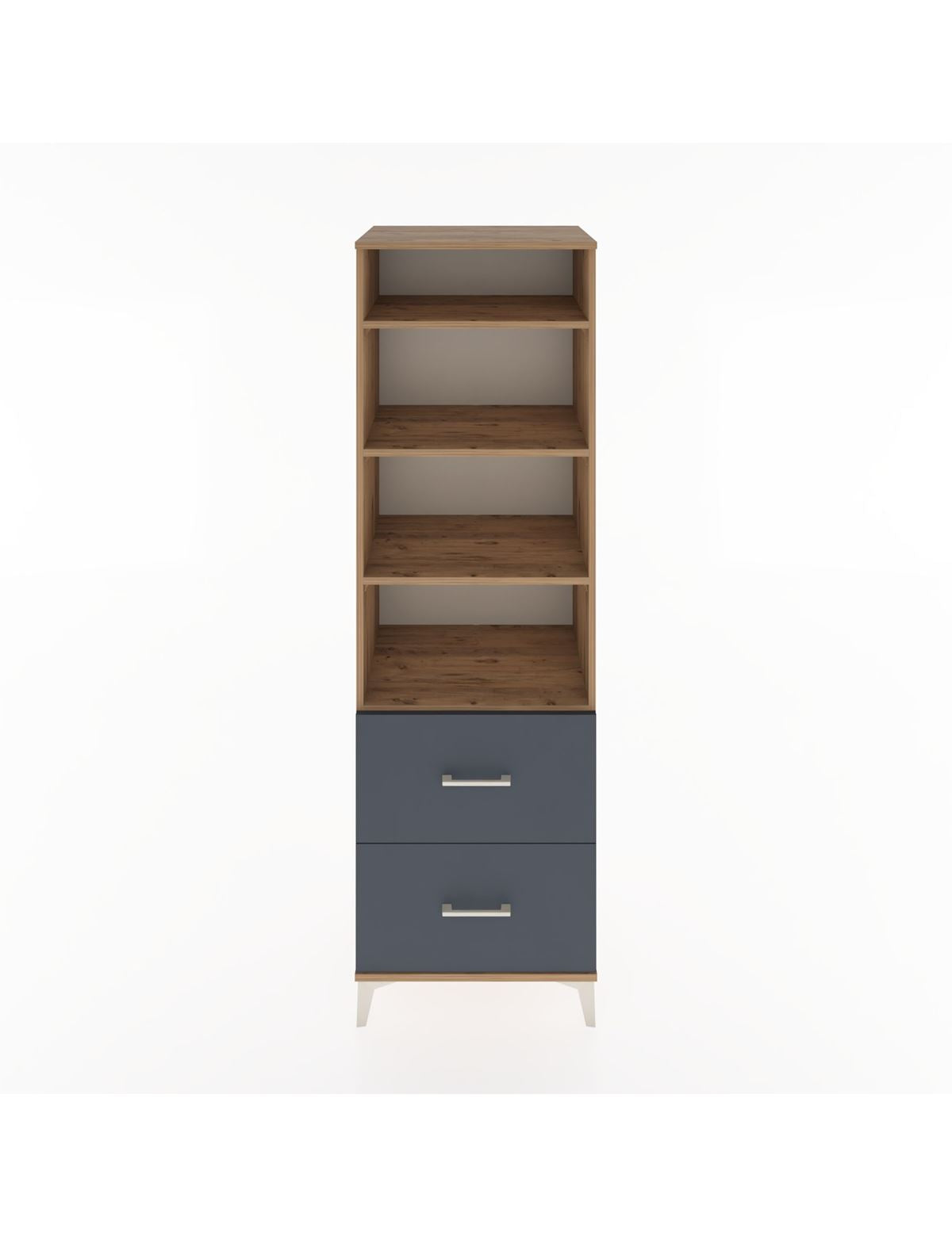 Hyperion Dolap 4 Raflı 2 Çekmeceli 60x44x195 Çam-Antrasit