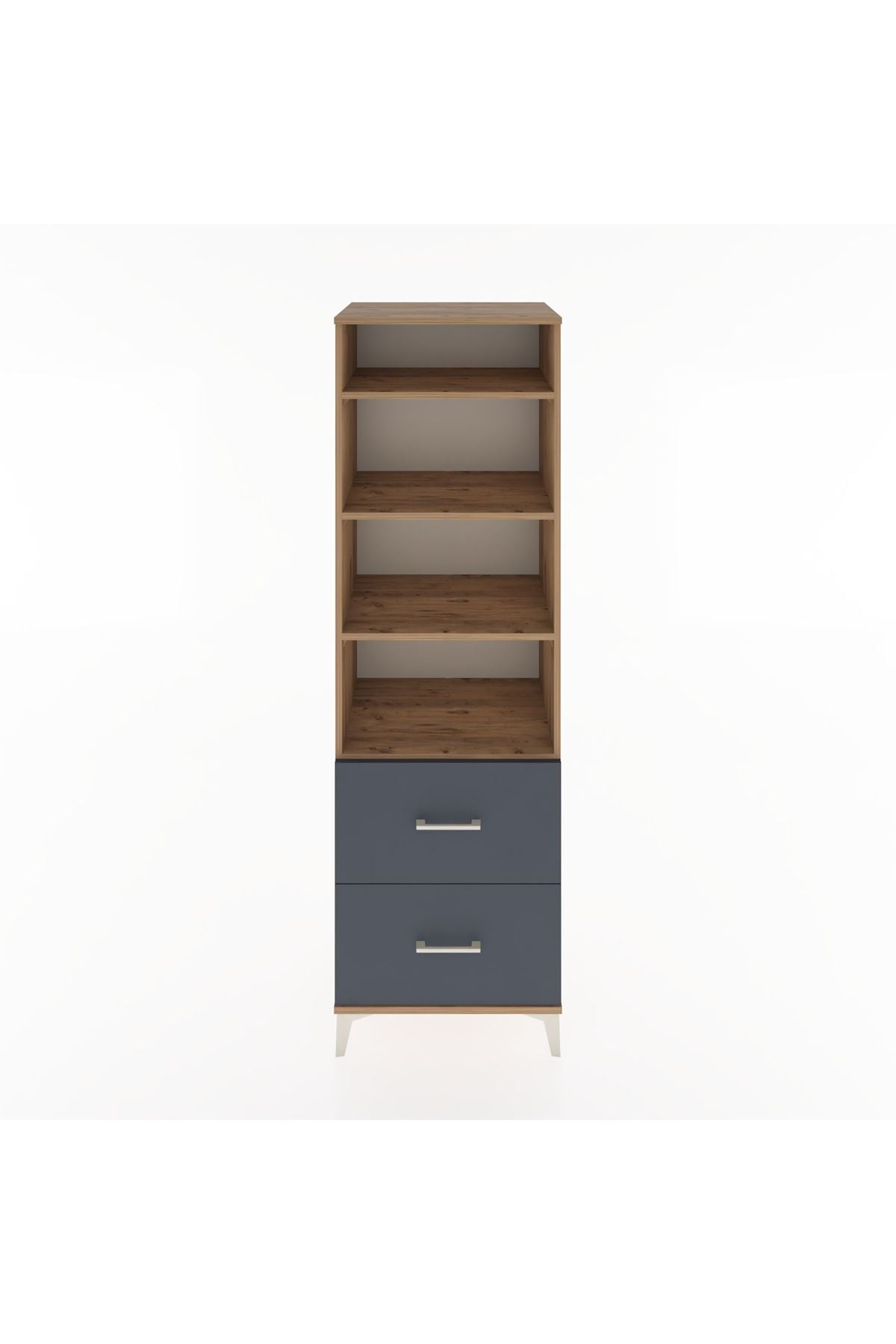 Hyperion Dolap 4 Raflı 2 Çekmeceli 60x44x195 Çam-Antrasit