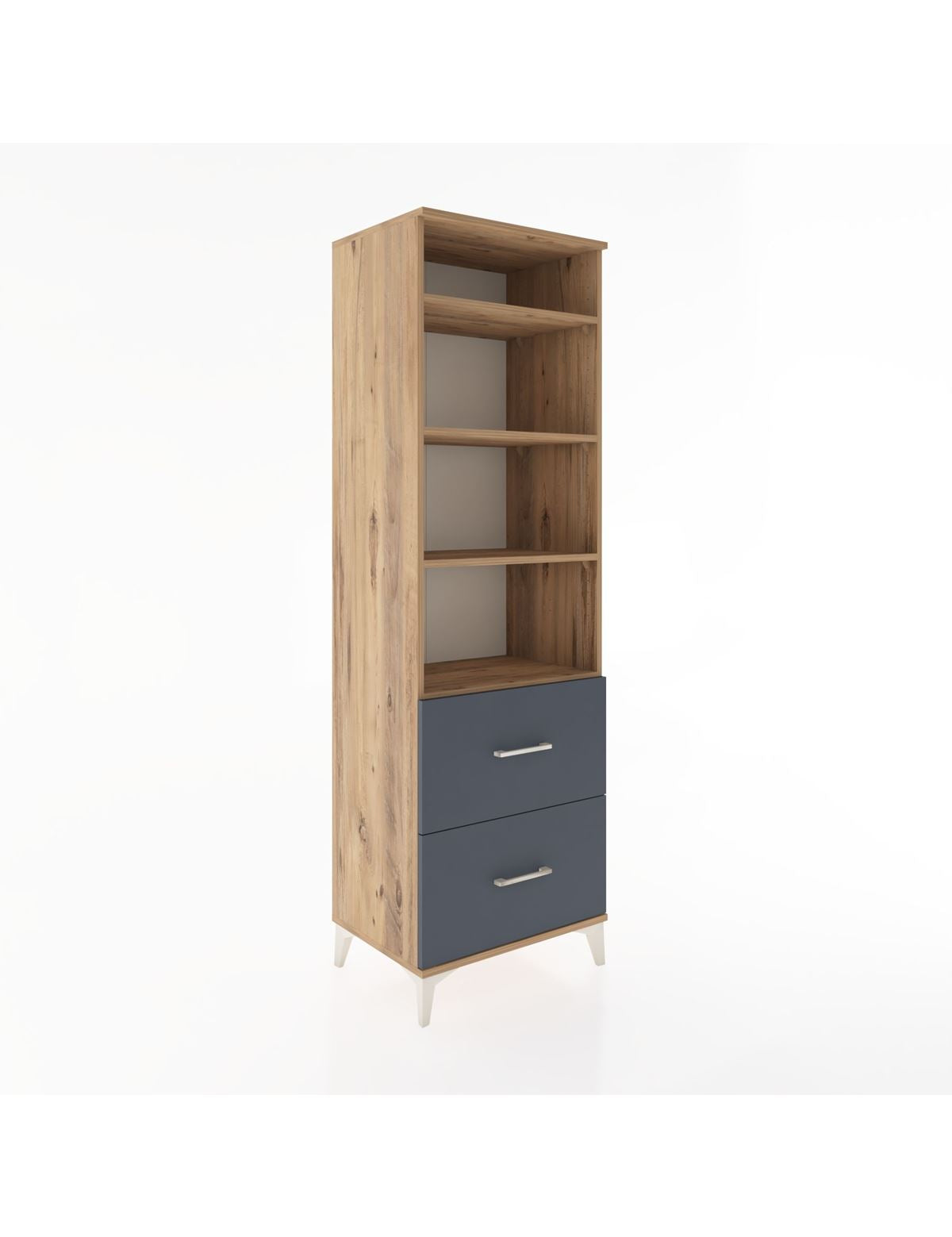 Hyperion Dolap 4 Raflı 2 Çekmeceli 60x44x195 Çam-Antrasit